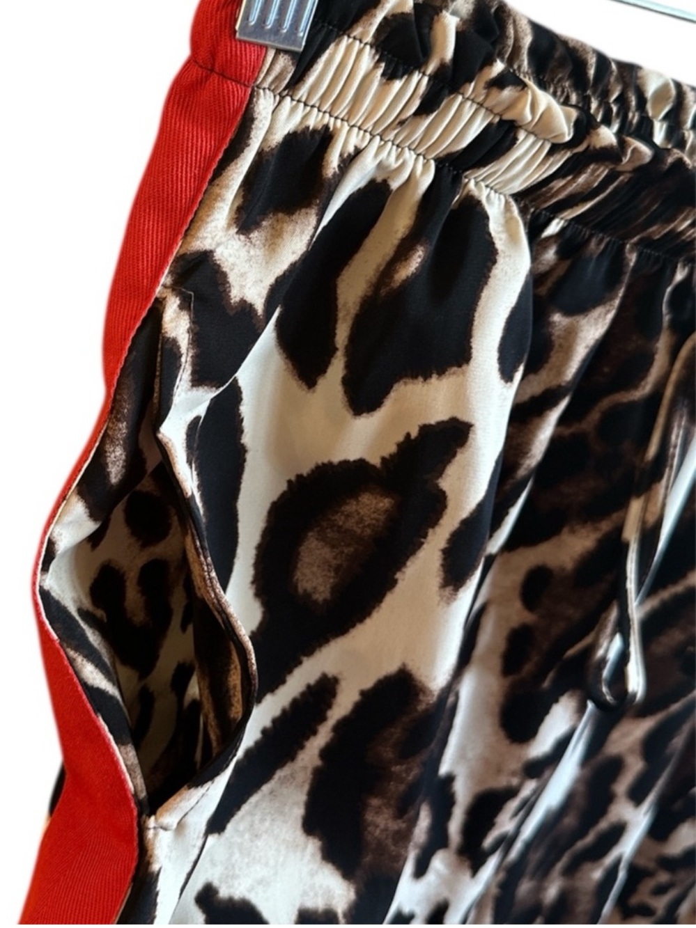 Q2 Wide Leg Pants Size Large Brown Black Leopard Print High Rise Relaxed Fit New - Picture 5 of 9